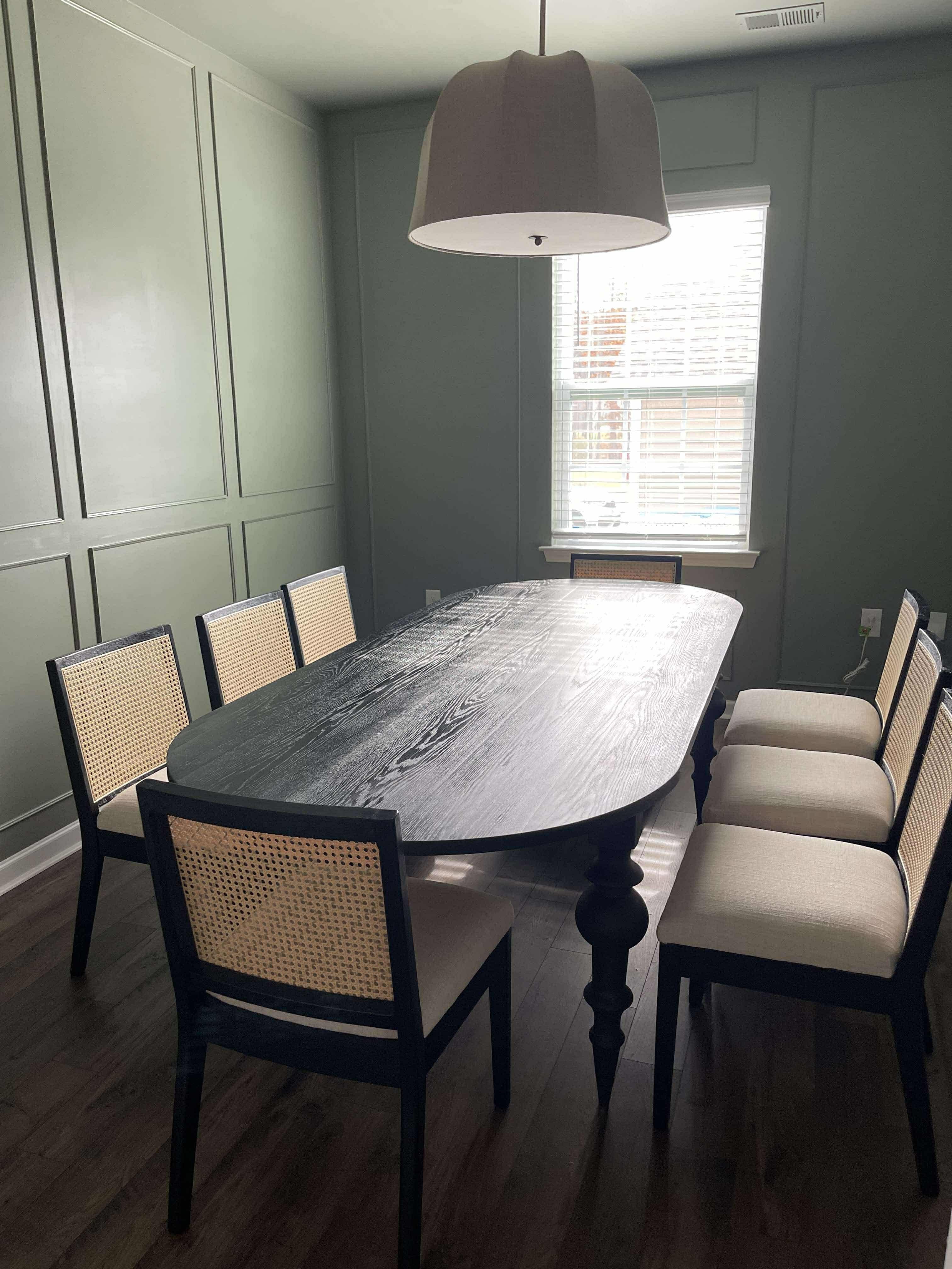 LeVerna oak hardwood dining table in black